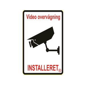 Videooverv&aring;gning skilt til hus hvid 75 x 50 x 2