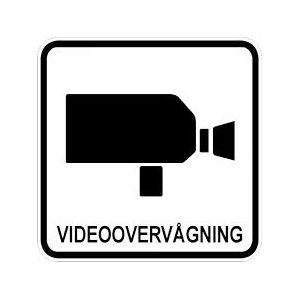 Videooverv&aring;gning skilt til hus hvid