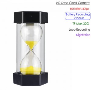 HD Sand Clock Camera, HD1080P, Loop Recording, TF Max 32G, Battery Recording Time 9hours 16GB