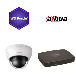 Dahua KIT 8 kanalers NVR 2TB med indbygget PoE switch + 8 stk sorte 4 MP dome kamera