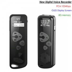 Digital Voice Recorder, PCM 1024Kbps/WAV, 8G Memory