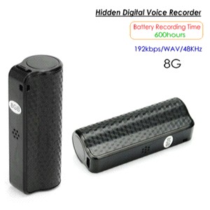 Hidden Voice Recorder, Audio Format WAV 192Kbps /48KHz, Battery Recording Time 600hours,8GB 