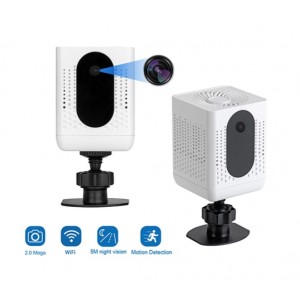 White mini WiFi camera designed for home security.