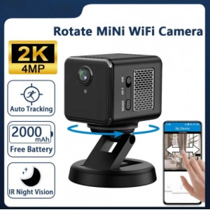 Wifi Rotate Mini Camera Ai Human Auto Tracking 5x Zoom 120 Wide Angle Built-in Battery Night Vision Ptz Camera